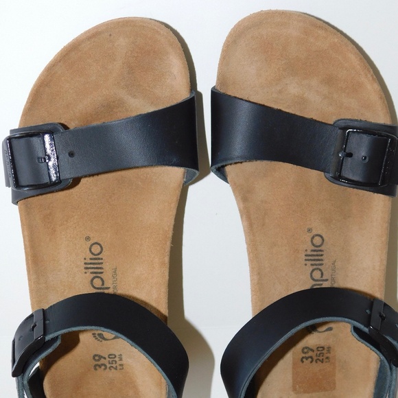 PAPILLIO by Birkenstock soley black leather wedge sandals 39 L 8 - Picture 6 of 10